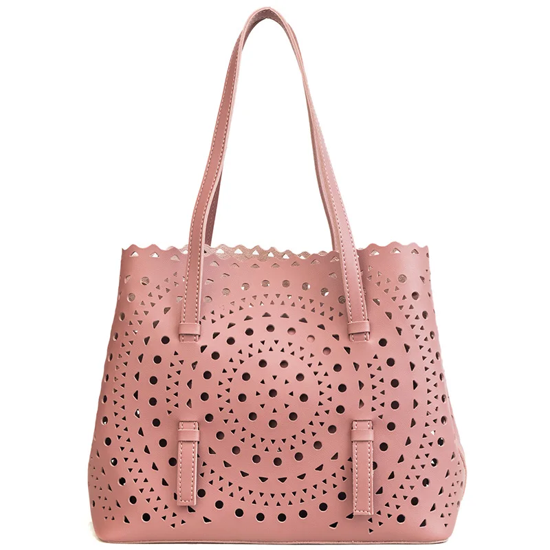 

New Designed Hollow Out Floral Shoulder Bags Women handbag women designed tote bags 2 pcs women pu leather tote bag ladies bags