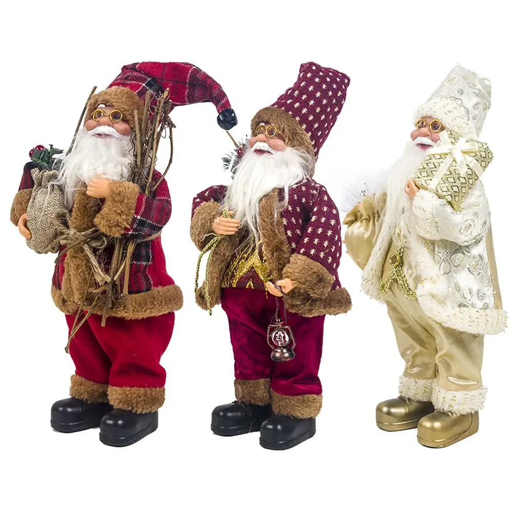 

33cm Christmas Sitting Ornament Simulated Santa Claus Doll Old Man Mask Plush Figurine Toy Animated Doll Xmas Gift Decoration #