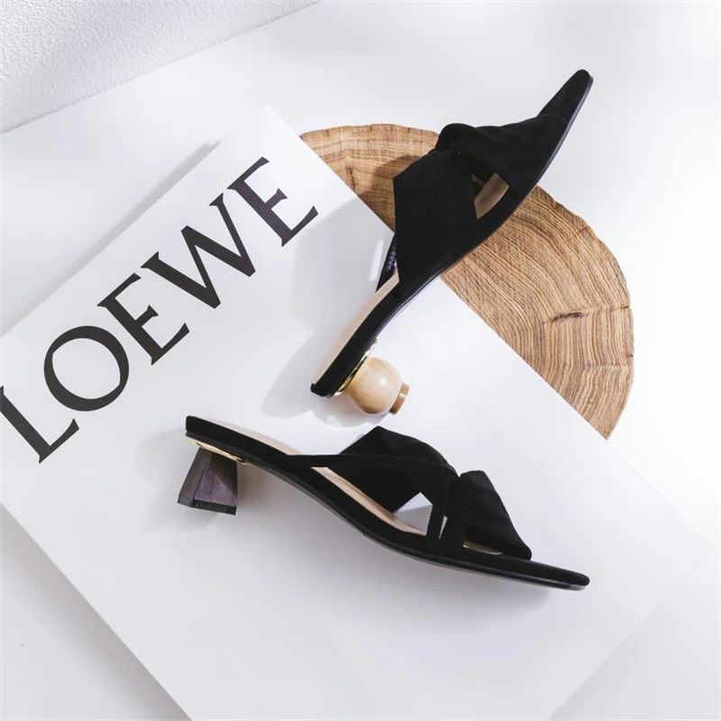 MSSTOR Strange Style Black Slippers Women Peep Toe Kid Suede Fashion Casual Summer Shoes Women Narrow Band Pumps Shoes Women MSSTOR Strange Style Black Slippers Women Peep Toe Kid Suede Fashion Casual Summer Shoes Women Narrow Band Pumps Shoes Women