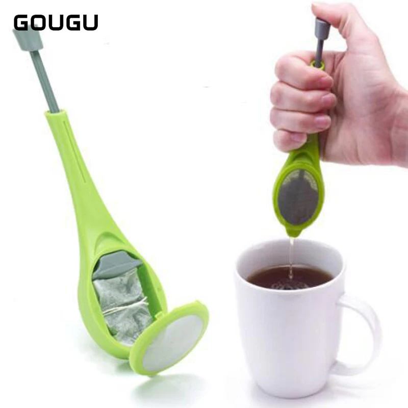 

2018 Tea Infuser Push Pluger Silicone Reusable Tea Bag Plastic Tea&Coffee Strainer Measure Swirl Steep Stir&Press