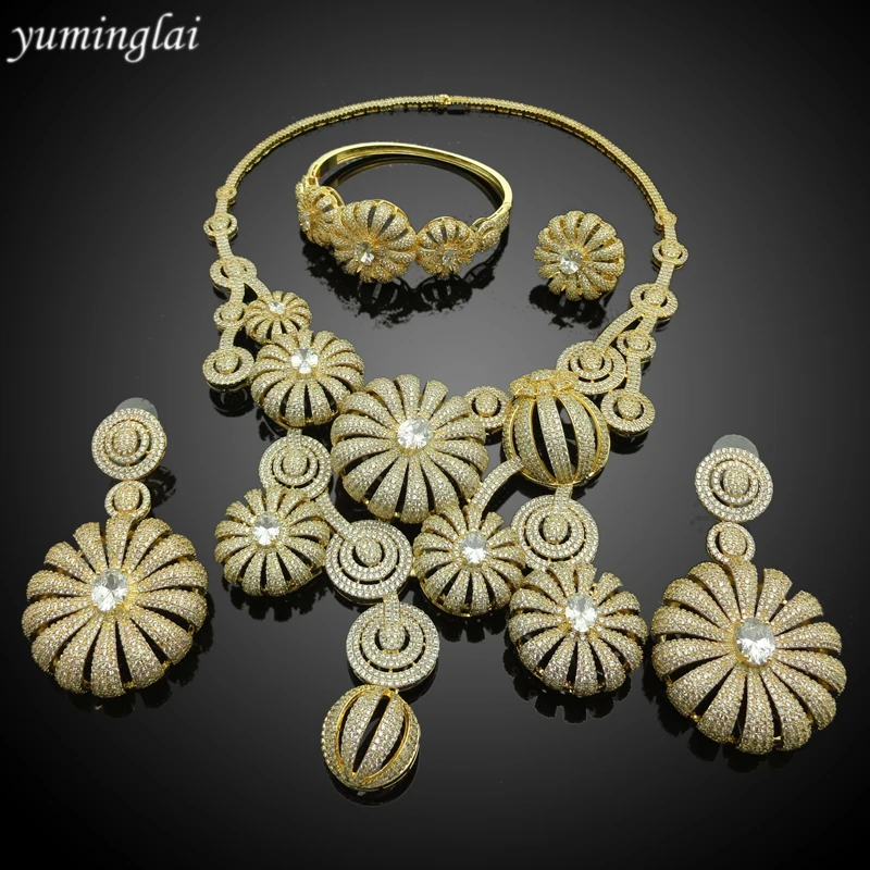 Christmas Gift Unique Design Dubai Fine Jewelry Sets Copper Cubic