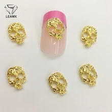 LEAMX 50 шт./пакет 3D дизайн ногтей Хэллоуин Стразы украшения металлический череп талисманы ювелирные изделия DIY красивые аксессуары для ногтей Поставки