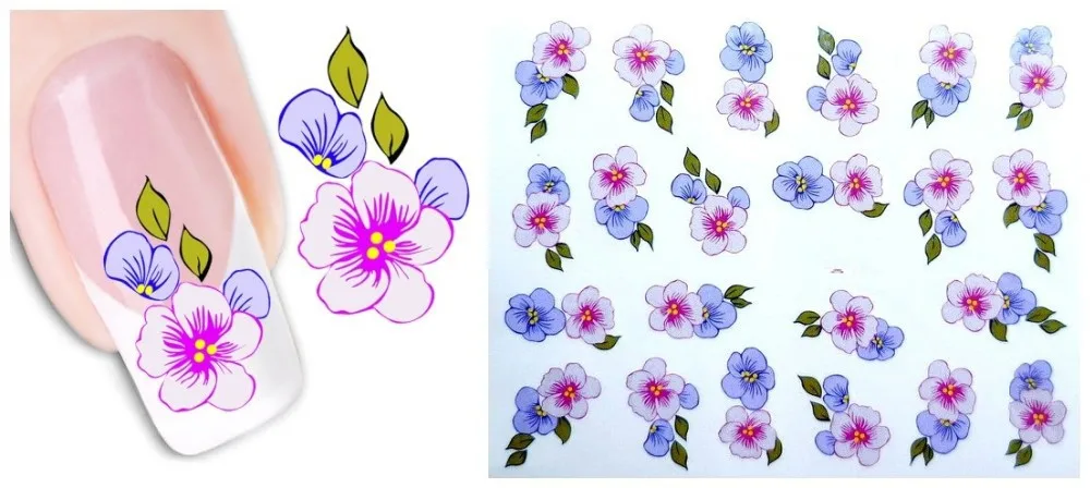 50 листов/наборы стикер для дизайна ногтей смешанный дизайн цветок переводные наклейки для воды Обертывания лак Декор Маникюр инструменты для макияжа TRXF1001-1050