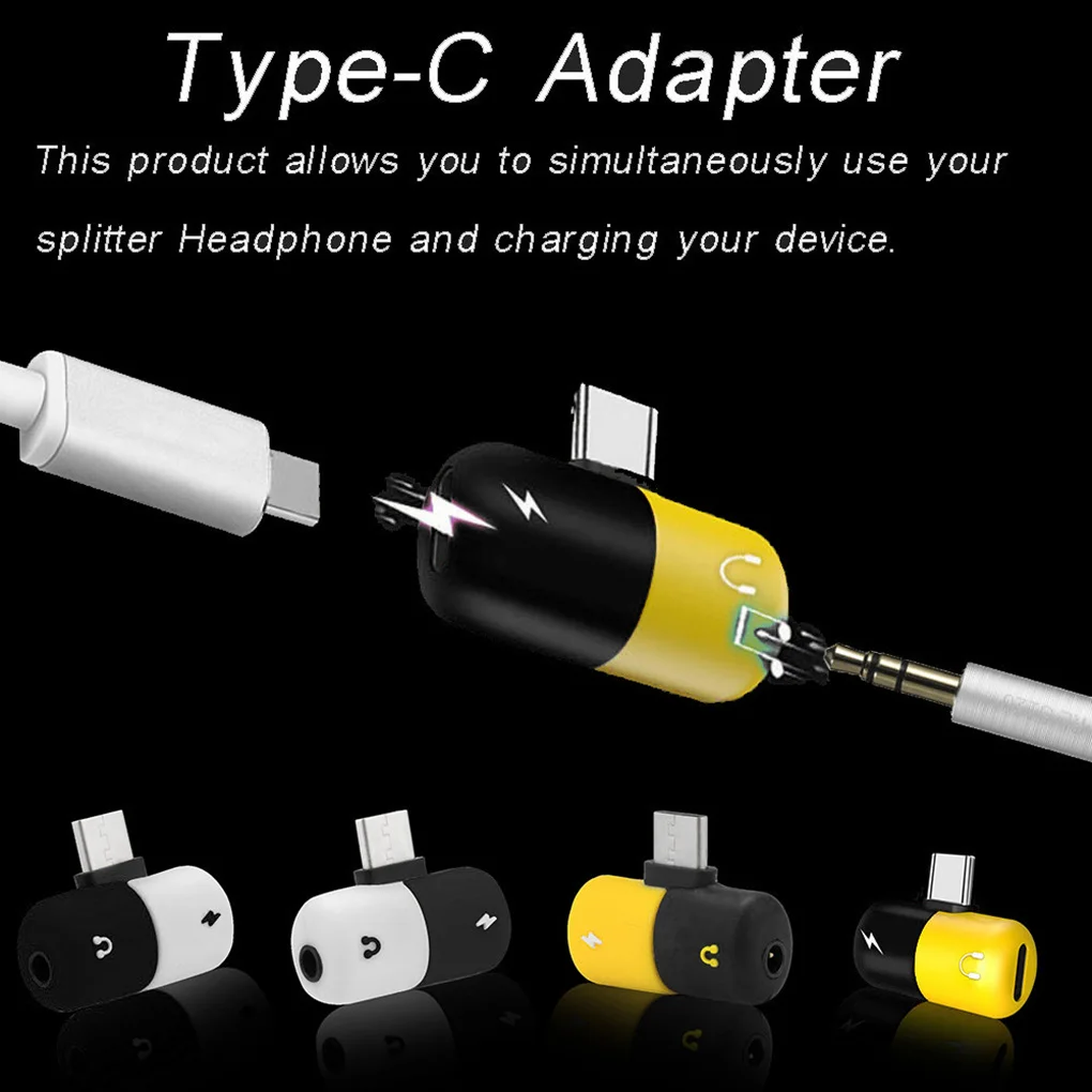 Type-C to 3.5 mm Earphone Jack Adapter 2 in 1 USB C Audio Cable Converter Charging Splitter Headphone Adapter