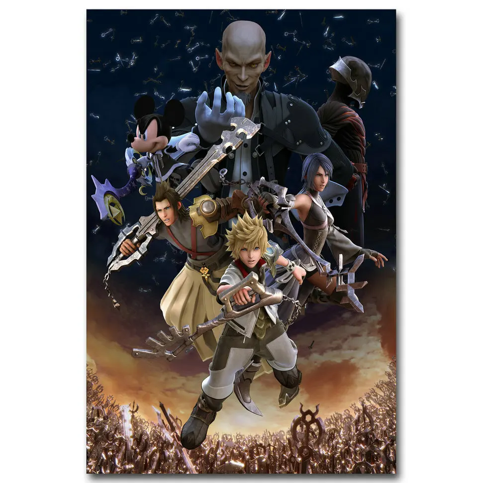 Nicoleshenting Kingdom Hearts 1 2 игры книги по искусству Шелковый плакат 12x18 24x36 дюймов стены картину дома гостиная украшения Kairi Sora 010 - Цвет: Picture 4