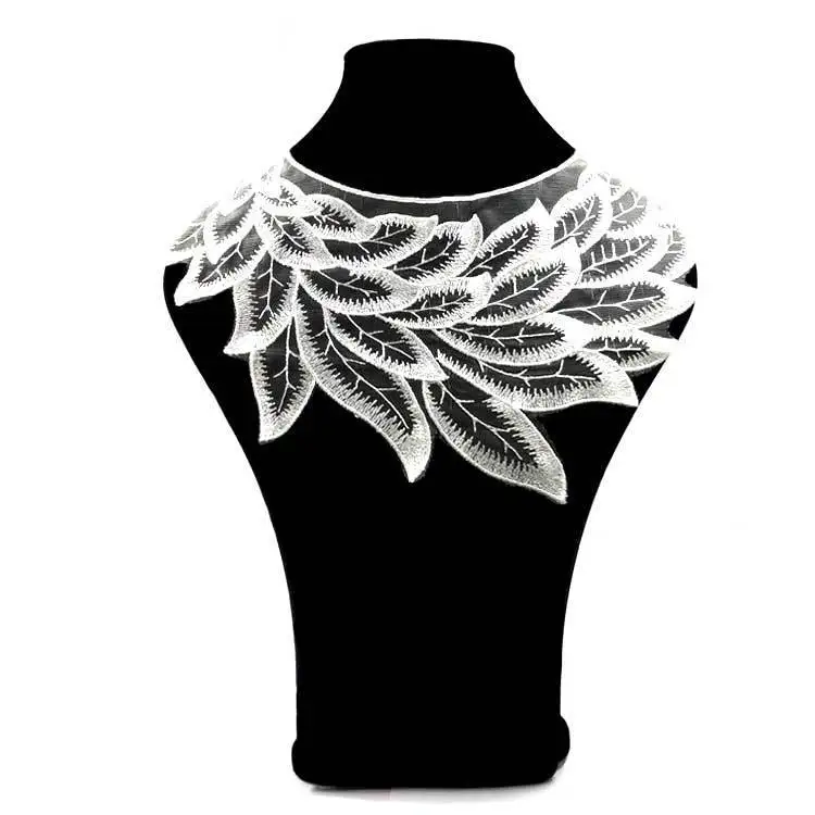 Новое поступление тюль кружевной воротник 3D листья вышивка аппликация платье кружево отделка декольте DIY одежда аксессуары для шитья