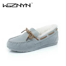2017 Femmes Chaussures Ballet Appartements D’hiver En Peluche Chaussures de Conduite En Cuir Chaussures Femme Bowtie Fourrure Mocassins Femmes Mocassin Bateau Chaussures