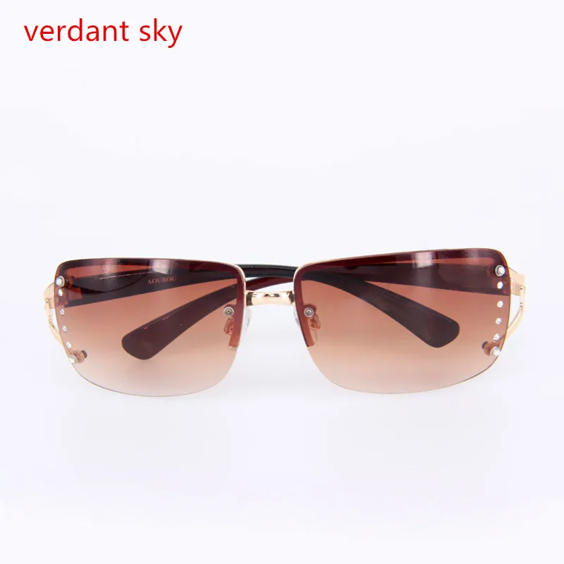 Солнцезащитные очки без оправы женские Роскошные Алмазные дизайнерские белые квадратные оправы брендовые солнцезащитные очки для женщин с анти ультрафиолетом - Цвет линз: brown