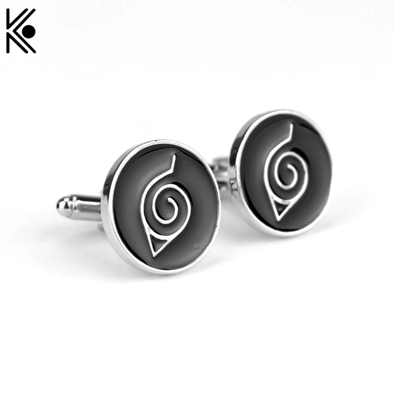 

amazed Japanese cartoon Naruto Black Enamel Cufflinks fashion Shirt Brand Cuff Buttons for men's & friendship best gift