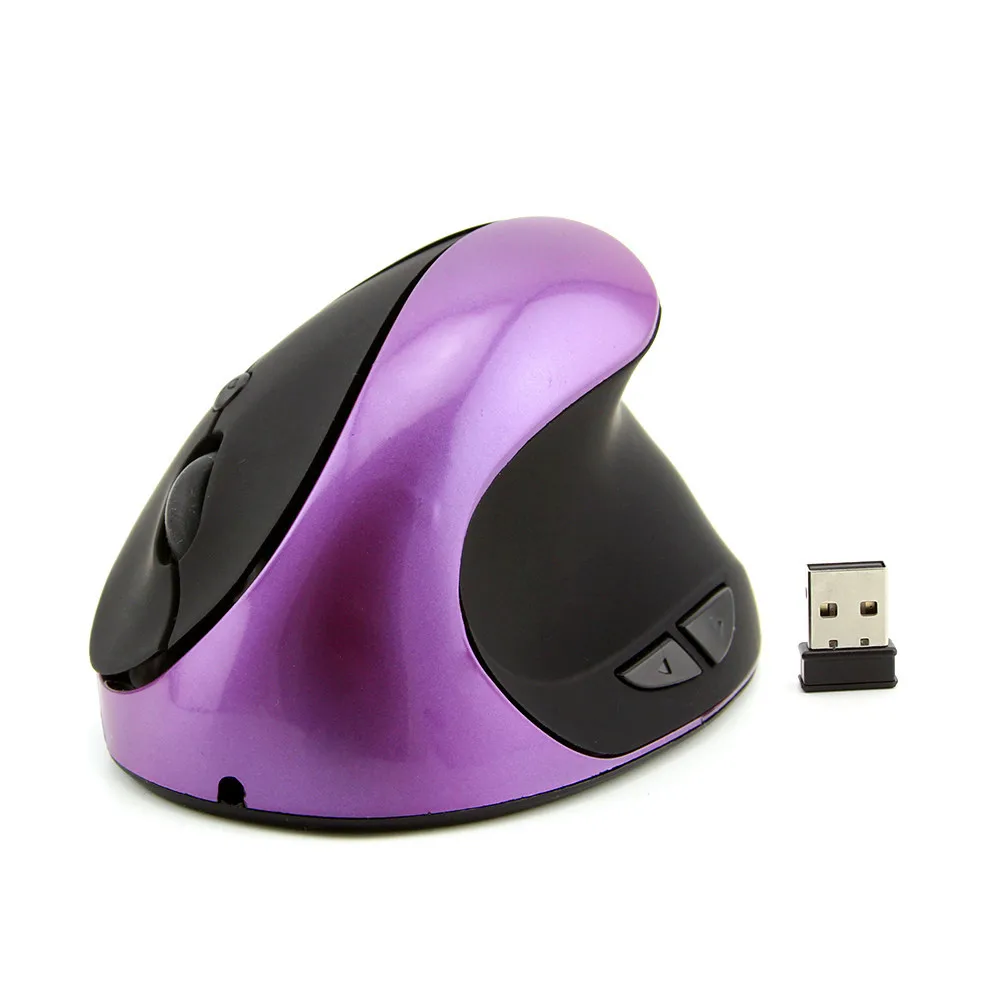Беспроводная мышь перезаряжаемый вертикальный эргономичный Mause USB оптическая мышь 6D 1600 dpi компьютерные игровые Мыши для ПК ноутбук Настольный - Цвет: Фиолетовый