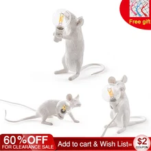 3 вида стилей лампа с мышкой из смолы в американском стиле, индивидуальная креативная прикроватная тумбочка для спальни, для кабинета, украшение стола, маленький стол с мышкой, лампа