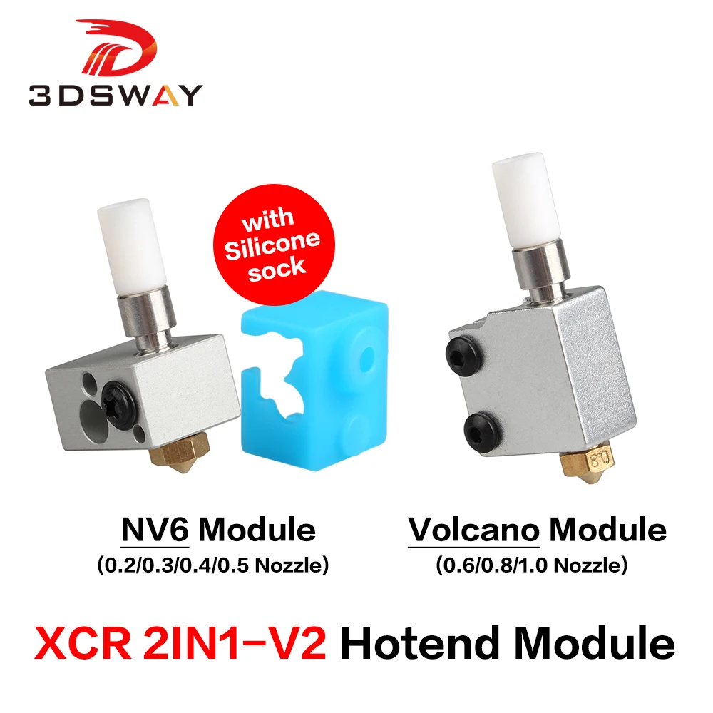 3DSWAY 3D-принтеры часть XCR 2IN1-V2 Hotend модуль NV6 нагревательное устройство с силиконовым носок Головка Комплект вулкан 0,2-1,0/1,75 1 шт