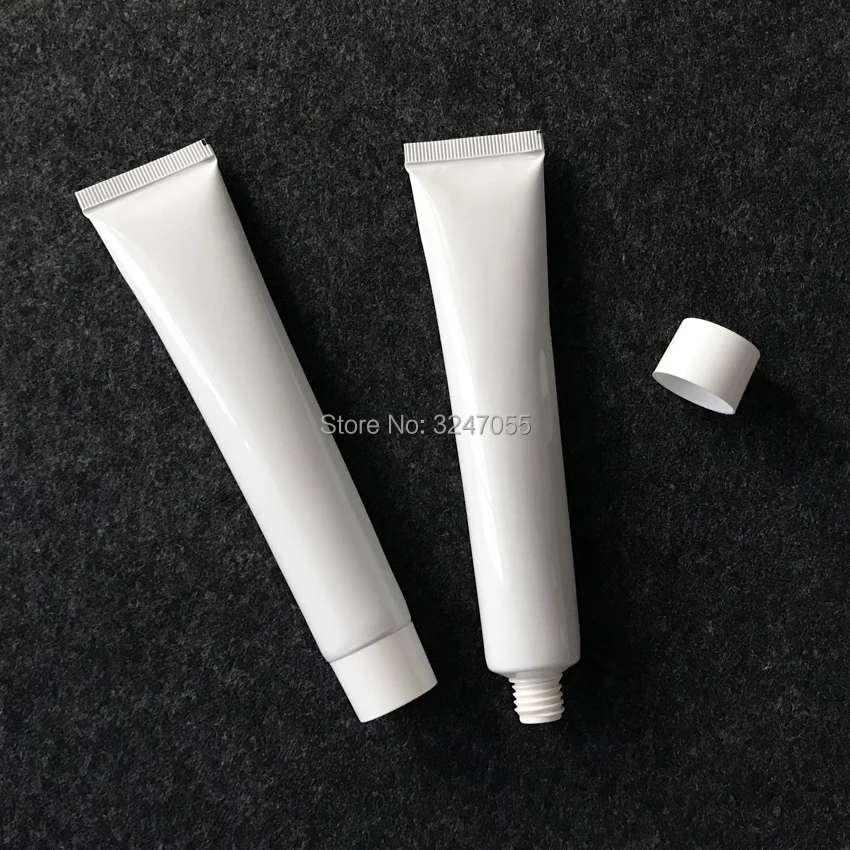 

50g/50ml White Plastic Squeezable Empty Toothpaste Refillable Soft Tube, DIY Cosmetic Dentifrice Storage Hose Soft Container