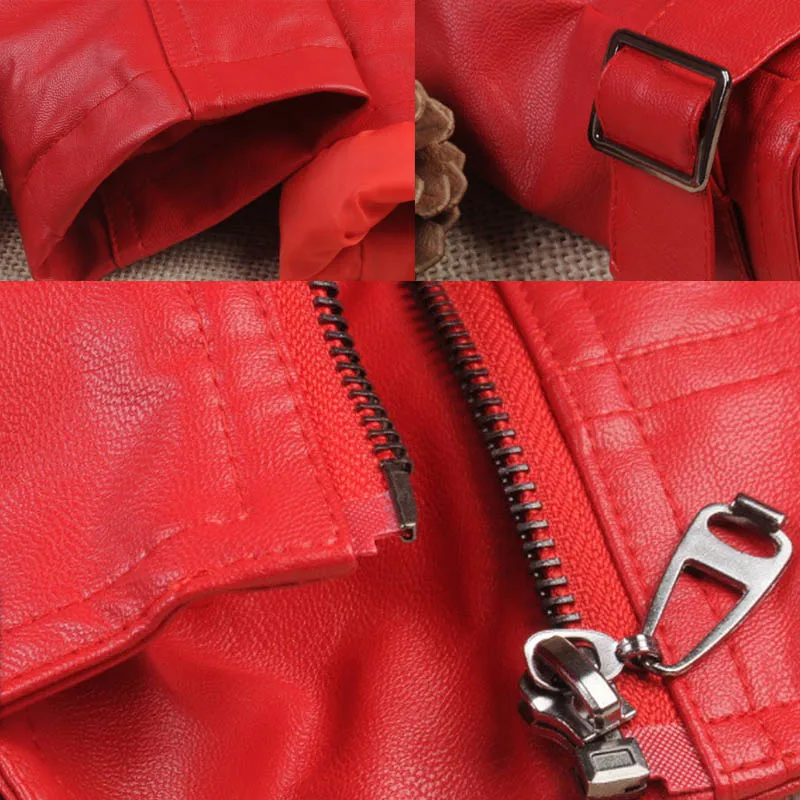 Winter Kids PU Leather Suede Outerwear Coats School Boys Girls Motorcycle Biker Black Jackets Winter Children Clothing (2)
