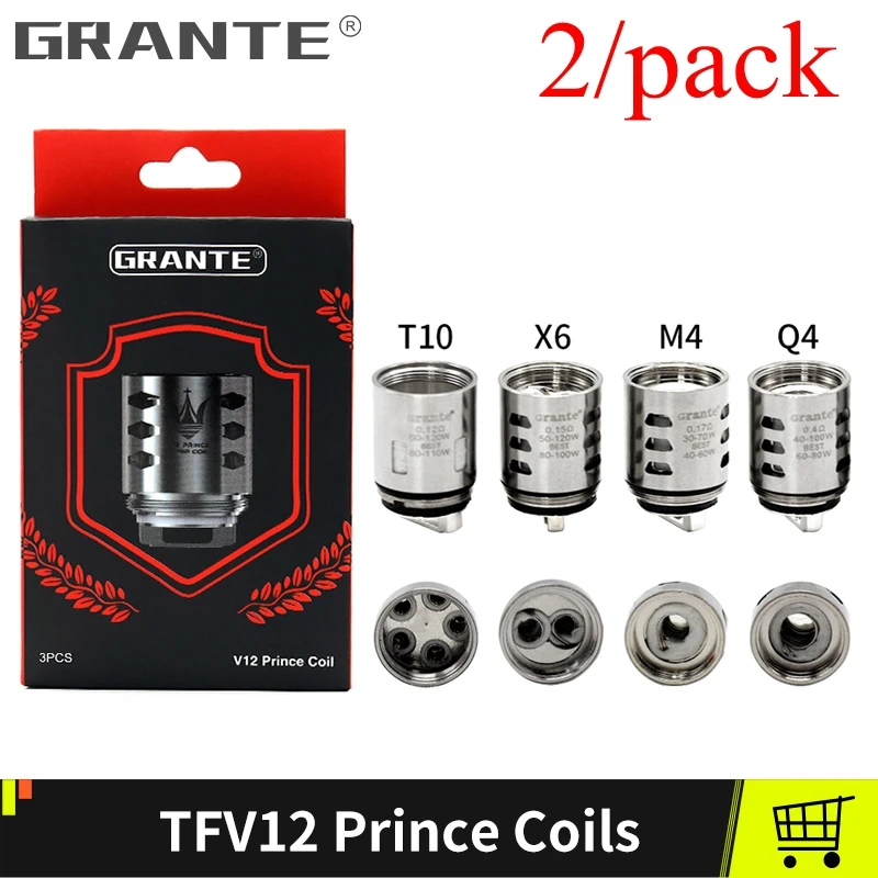 

GRANTE TFV12 Prince Coils V12 Prince Coils T10 X6 Q4 M4 Dual Core For SMOK TFV12 Prince Atomizer Eletronic Cigarette Cores