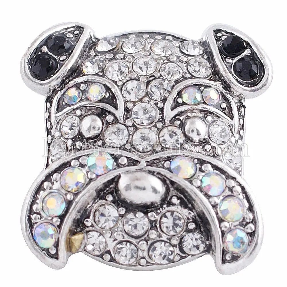 Wholesale 20mm Partnerbeads dog Snap Charms Jewelry Inlaid Rhinestone