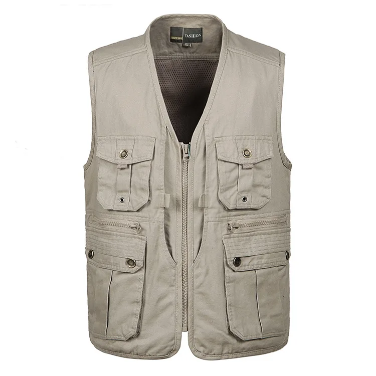

2019 New Men Casual Summer Plus Size 4XL Sleeveless Vest Mens Multi Pocket Photograph Vest Male Pure Cotton Waistcoat