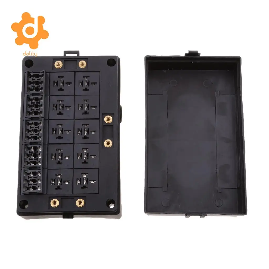 Car 18-Way Blade Fuse Holder 10-Way Relay Socket Fusebox Distribution Block