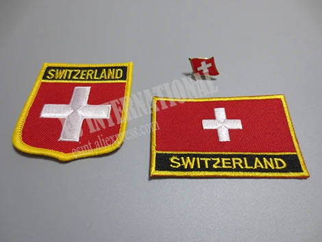

National Flag Embroidery Patches and Metal Flag Lapel Pin SWITZERLAND
