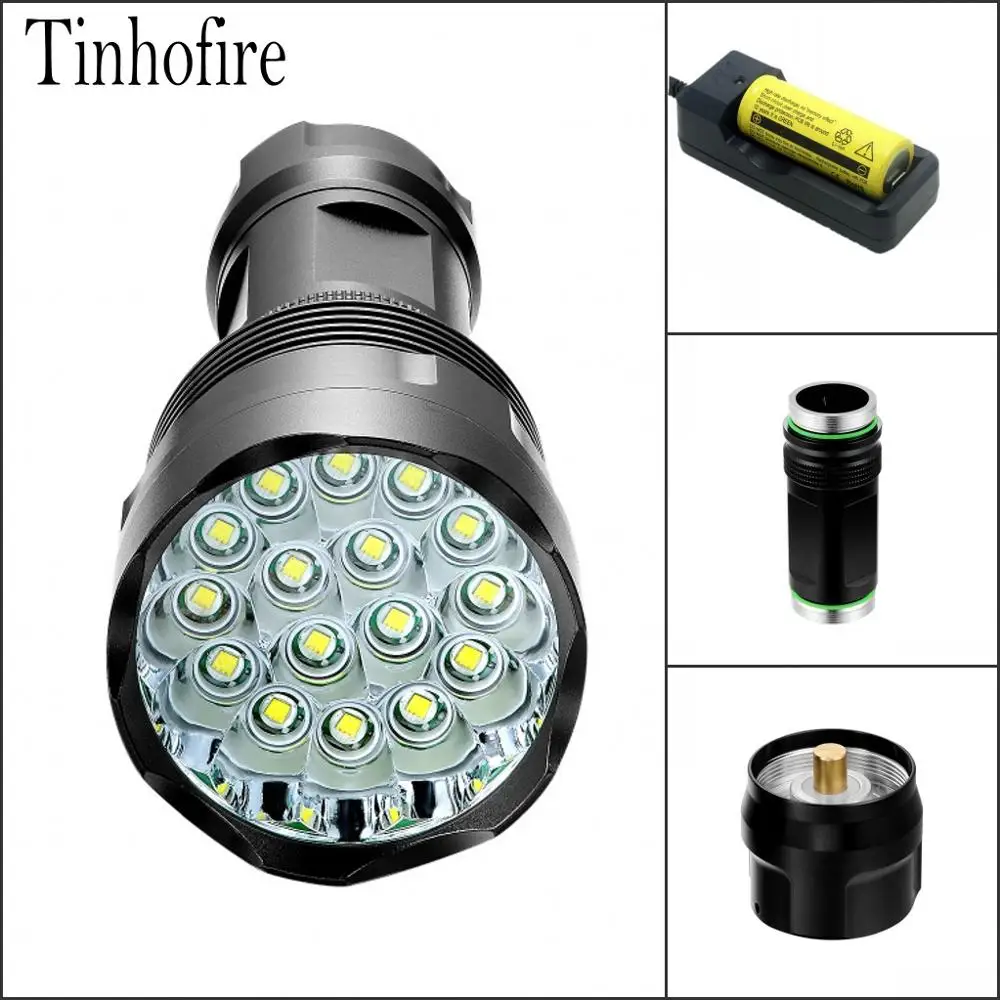 Tinhofire T16 16xT6 CREE XM-L T6 28000 люмен 5 режимов работы светодиодный вспышка светильник фонарь лампа светильник вспышки светильник 18650/26650 Батарея - Испускаемый цвет: with battery charger