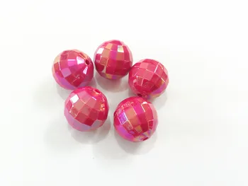 

Wholesale ! 20mm 100pcs/lot Hotpink AB Acrylic Solid Faceted Beads