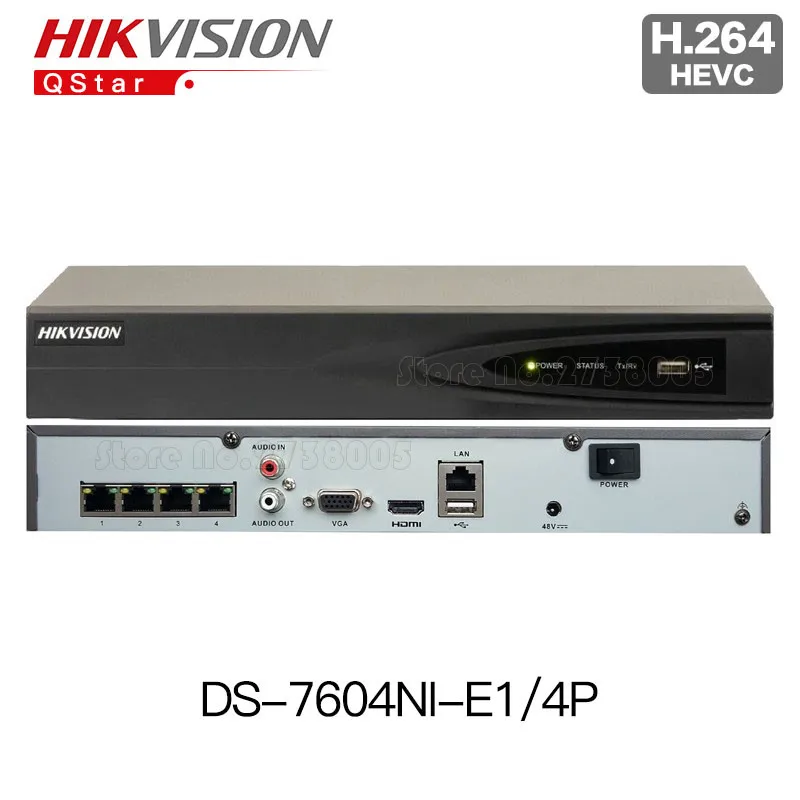 Hikvision Hik оригинальный английский POE NVR DS-7604NI-E1/4 P 4 PoE 1 SATA до 6MP обновления можно
