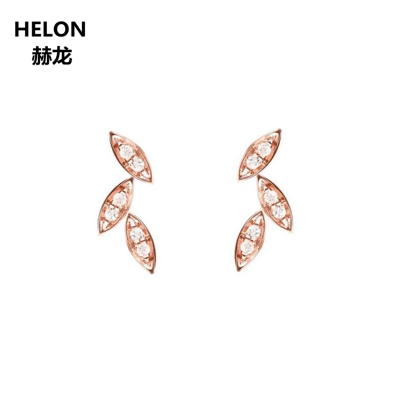 

Solid 14k Rose Gold Natural Diamonds Women Stud Earrings Engagement Wedding Party Fine Jewelry