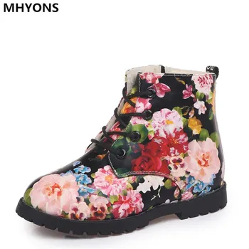 

Fashion Printing Children Shoes Girls Boots PU Leather Cute Baby Boots Comfy Ankle Kids Girl Martin Shoes Size 21-36