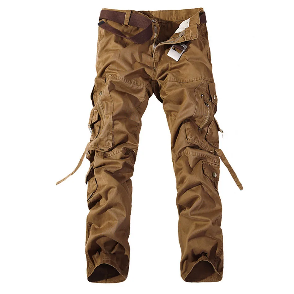 Новые мужские брюки карго армейский зеленый большие карманы украшения мужские s повседневные брюки легко мыть мужские осенние армейские брюки размера плюс 42