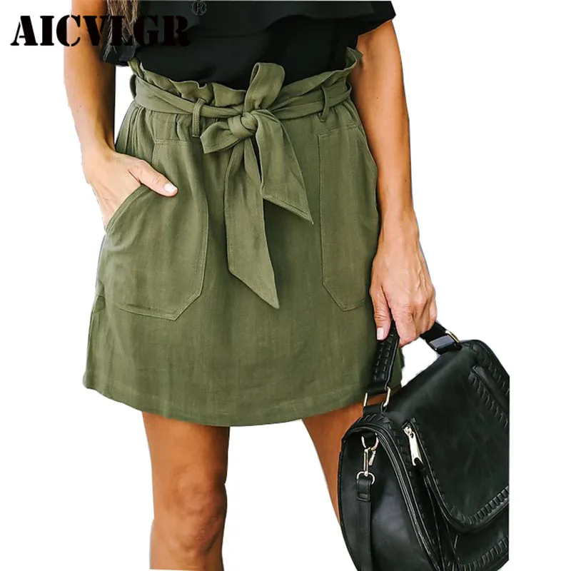 AICVLGR 2018 Fashion Woman Skirt Elastic Waist Women Loose