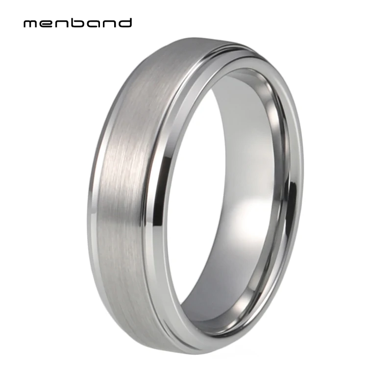 

Tungsten Silver Wedding Ring For Men And Women Step Bevel Edges And Comfort Fit
