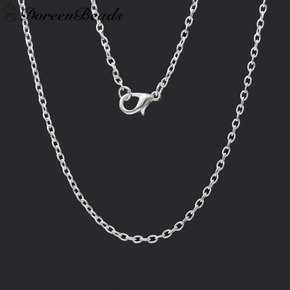 

DoreenBeads Jewelry Necklace silver color Cable Chains Lobster Clasp 62cm(24 3/8") long, 12 PCs