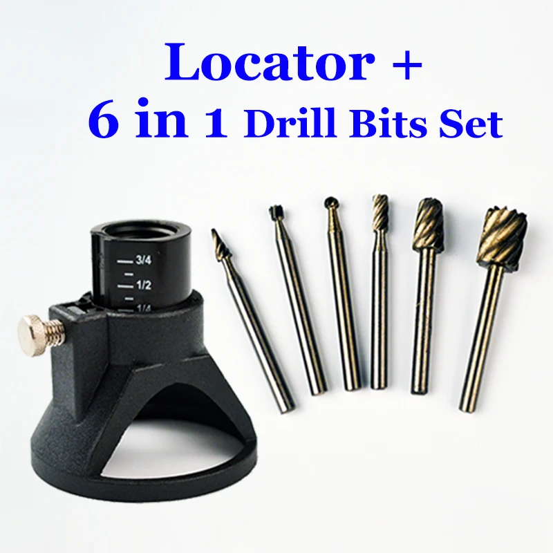 Dremel Drill Dedicated Locator + 6PCS Drill Bits Set 6 in 1 Milling Cutter Kits for Woodworking