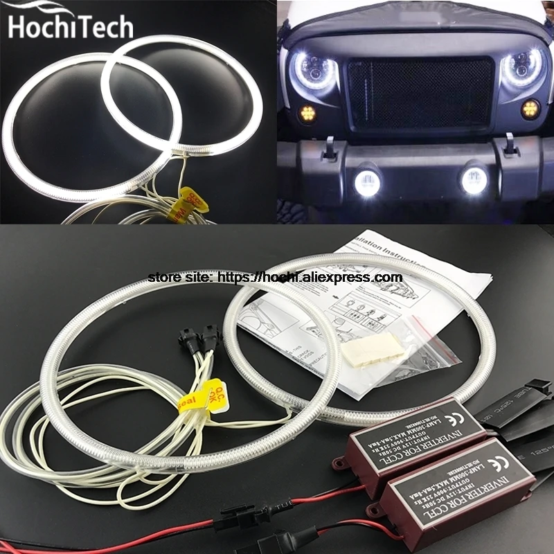 Комплект фар HochiTech ccfl с ангельскими глазками белая фара 6000k кольцами ореола для Jeep