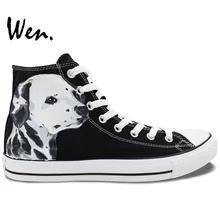 Wen Design Custom Hand Painted Sneakers Spotty Pet Dog Dalmatian High Top Men Women’s Canvas Shoes