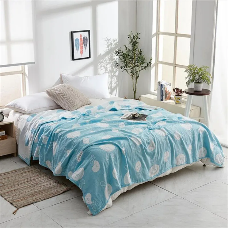 200*230cm 3 layers Muslin Lightweight Summer Blanket for Bed Sofa Combed Cotton Quick Dry Throw Blankets Bed Coverlet sheet - Цвет: 200x230cm