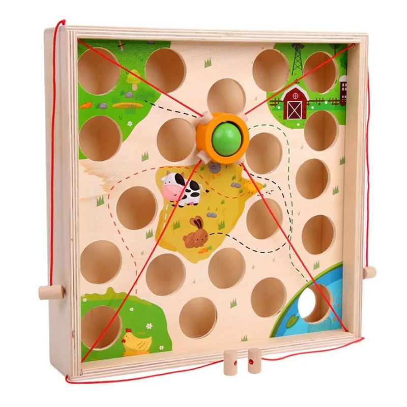 Creative pull ball table game children wooden maze kindergarten early education intellectual strength parent-child toy 4