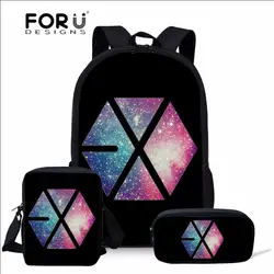 FORUDESIGNS/3 шт./компл. EXO с принтом букв K-поп школьные сумки для девочек мальчиков дети рюкзак сумки школьный подросток Mochila