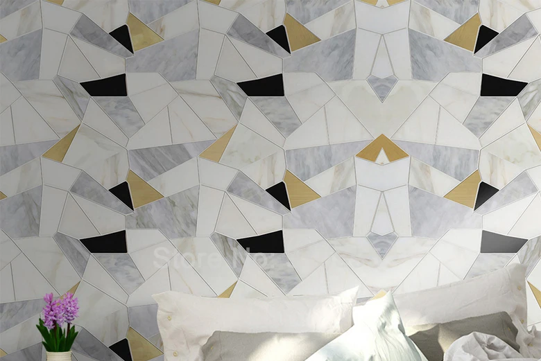 На заказ любой размер 3D настенная бумага современный простой абстрактный геометрический полигональный узор мраморный фон настенная фото настенная бумага