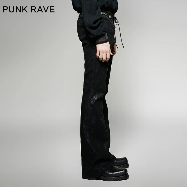 Punk Rave Black Men’s Gothic Punk Rock Pants Gothic Man Bell-Bottoms trousers K268
