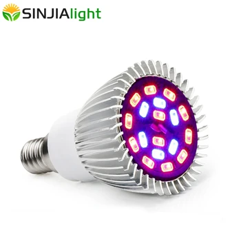 

E14 18W LED Grow Light 12Red+6Blue Full spectrum indoor plant growing lamp led bulb for flowers lighting grow box AC85V-265V