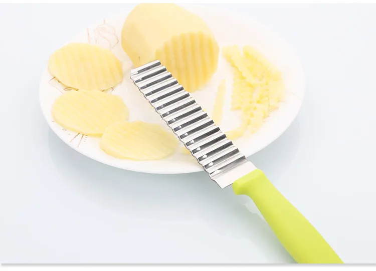 Картофель фри резак из нержавеющей стали гофрированного картофелерезка кухонные аксессуары, нож волнистый банан овощерезка инструменты
