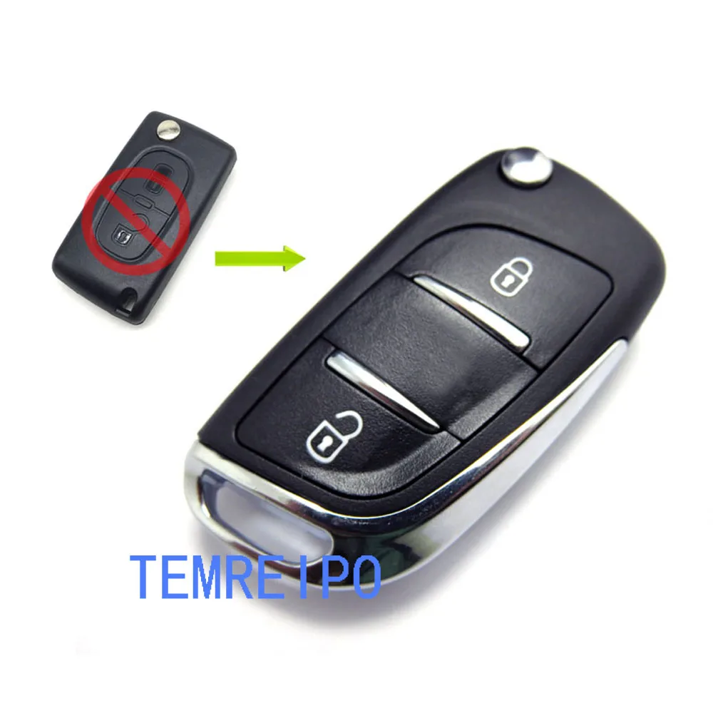 

2 Buttons Modified Flip Folding Remote Key Shell Case For Peugeot 207 307 308 407 807
