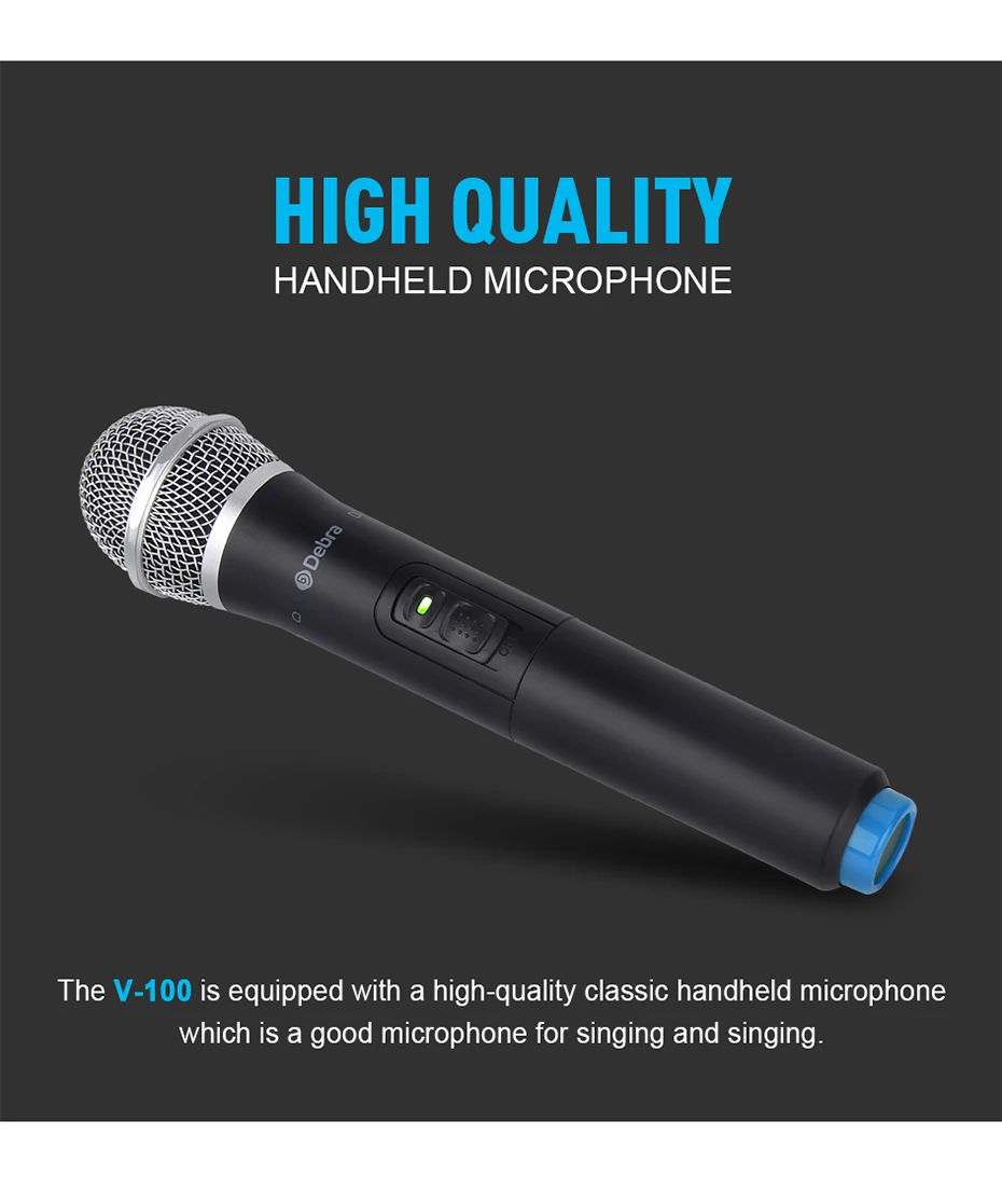 Debra мини V-100 VHF беспроводной микрофон микрофонная система с портативный чехол с ручной или петличный и Heatset для караоке