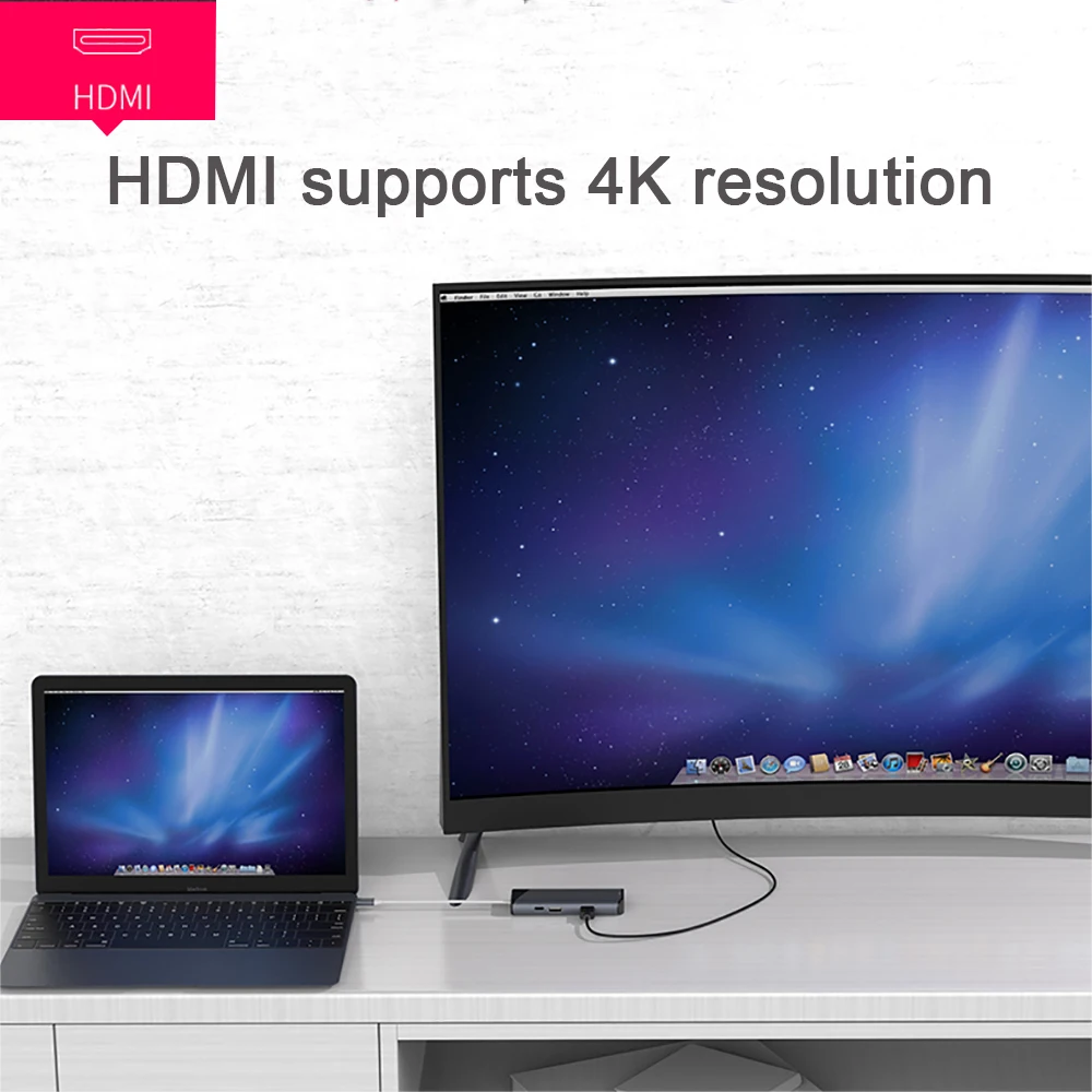 7 в 1 USB C концентратор к HDMI Gigabit Ethernet Rj45 адаптер 4K USB3.1 SD/TF кардридер для MacBook Pro iPad HUEWEI type C концентратор Hdmi