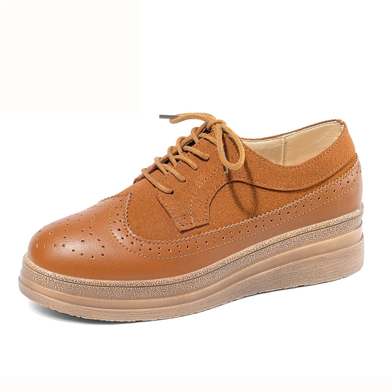 

2019 Autumn Women Platform Shoes Woman Brogue Vintage Patent Leather Flats Lace Up Footwear Female Flat Oxford Shoes Creepers