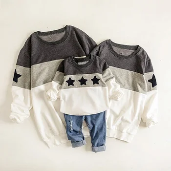 

Family Shirt for Father Mother Kids Autumn Warm Pullovers Sweaters Family Matching Outfits Stars Pattern Children 18M-10T Gray
