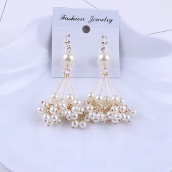 

New Arrival Hanging Simulated Clip Earrings Without Piercing for Women Party Wedding Attractive Elegant Ear Clip Fashion Jewelry