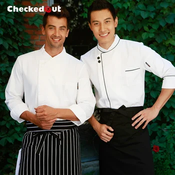 

Top quality Checkedout cook suit long-sleeve work wear work wear autumn and winter clothing cook