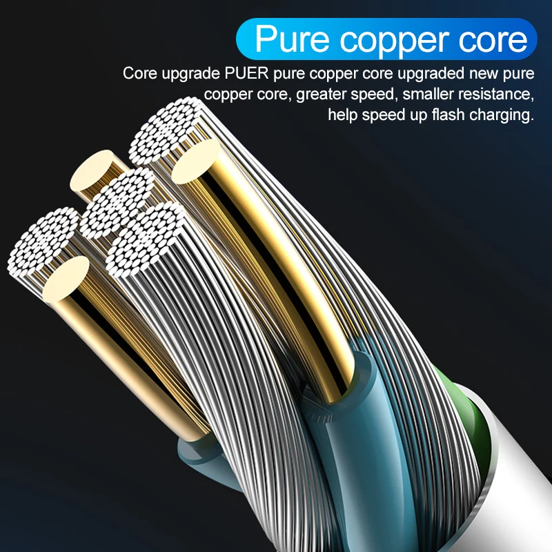 Rock 3A Led USB Cable de tipo C para Xiaomi Samsung Huawei de desconexión automática de sincronización de datos de carga rápida cargador de 1 m luminosa luz de Flash